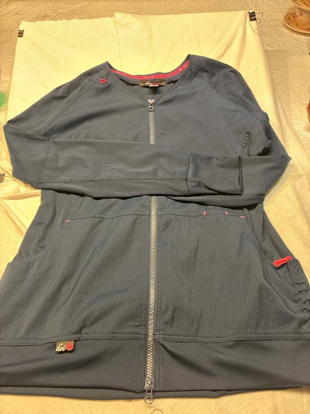 Koi Lite Women's Zip-Up Scrub Jacket Navy Blue Size L